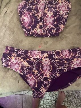 Time and Tru Purple Tie-Dye Women’s Bikini Set